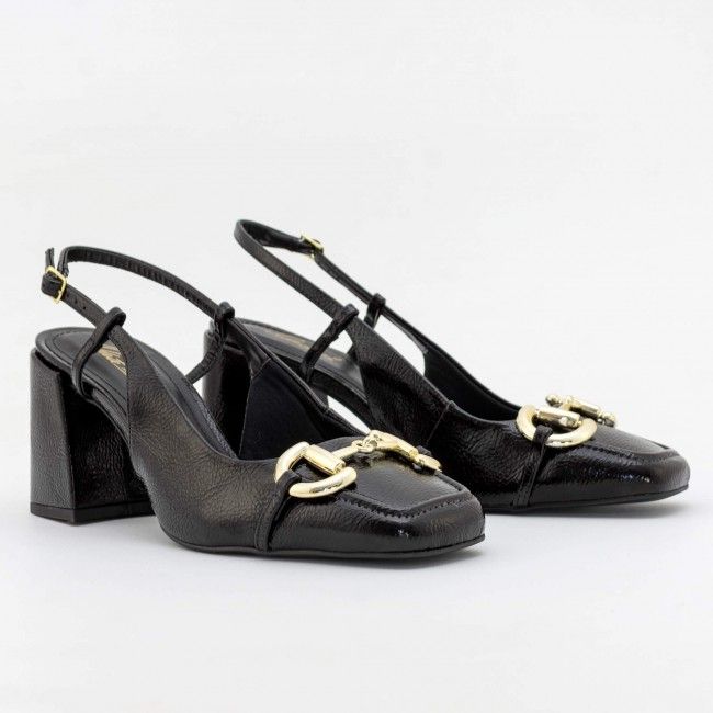 Slingback Estilosíssimo com Salto Bloco Preto Slingback Estilosíssimo com Salto Bloco Preto