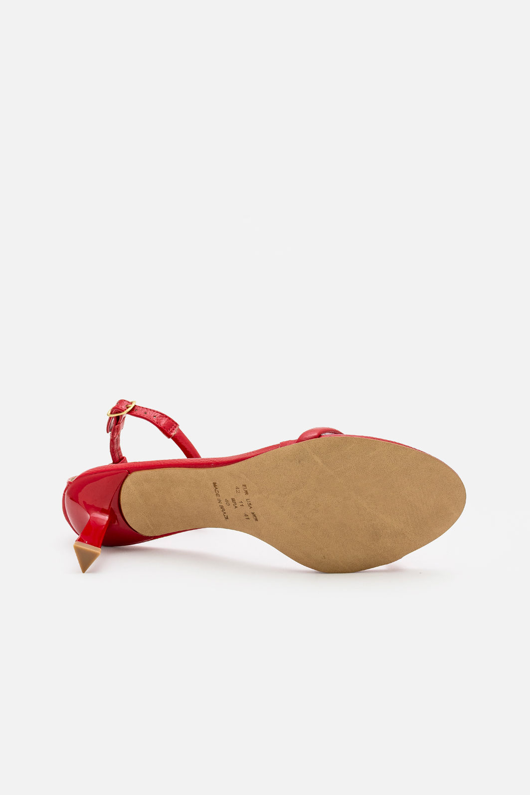 Sandália Delicada com Tira Fina com Salto Geométrico Vermelho Sandália Delicada com Tira Fina com Salto Geométrico Vermelho