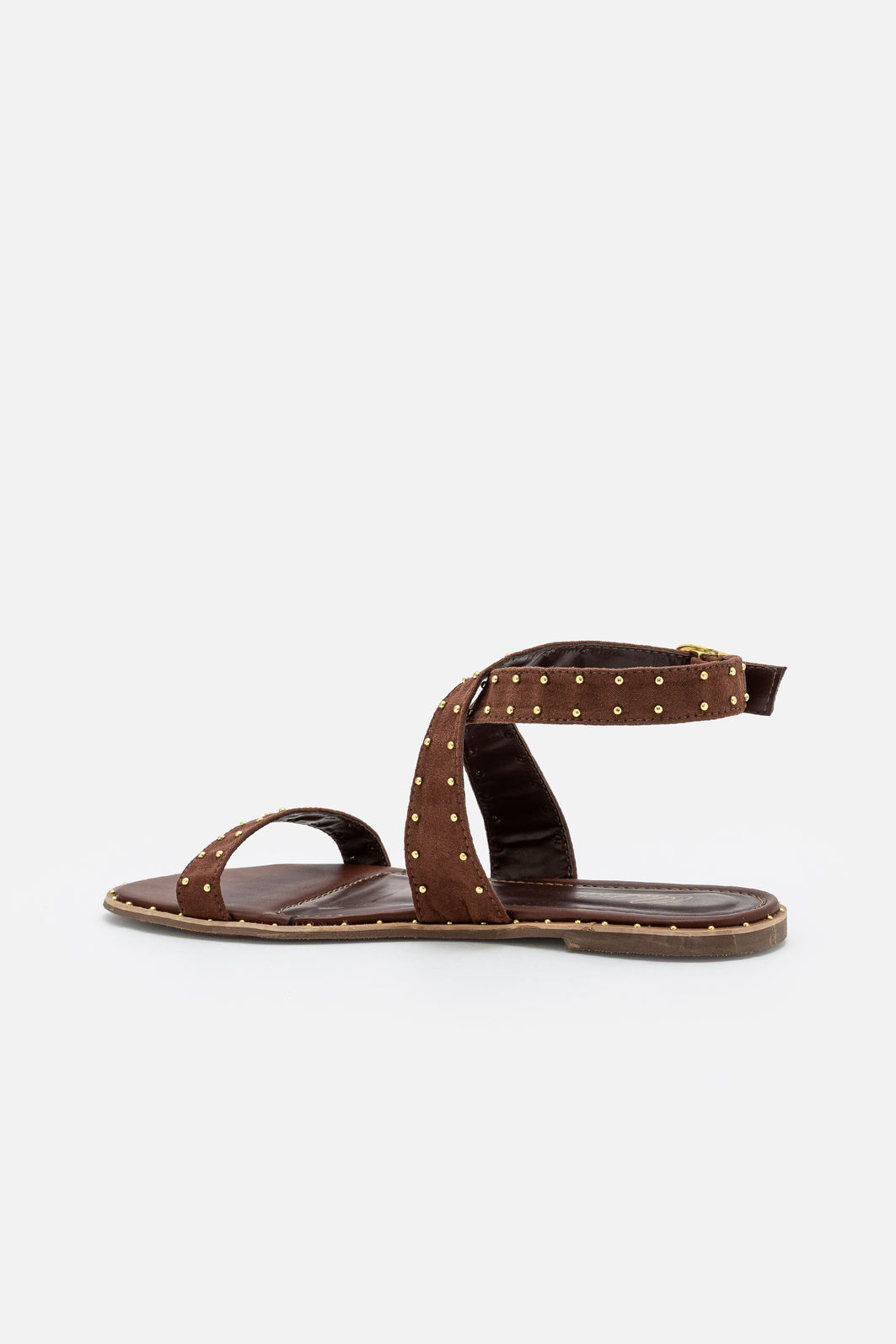 Rasteira Estilosa com Rebites Café Rasteira Estilosa com Rebites Café