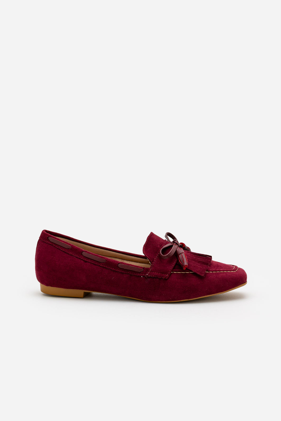 Mocassim em Camurça com Franja Bordo