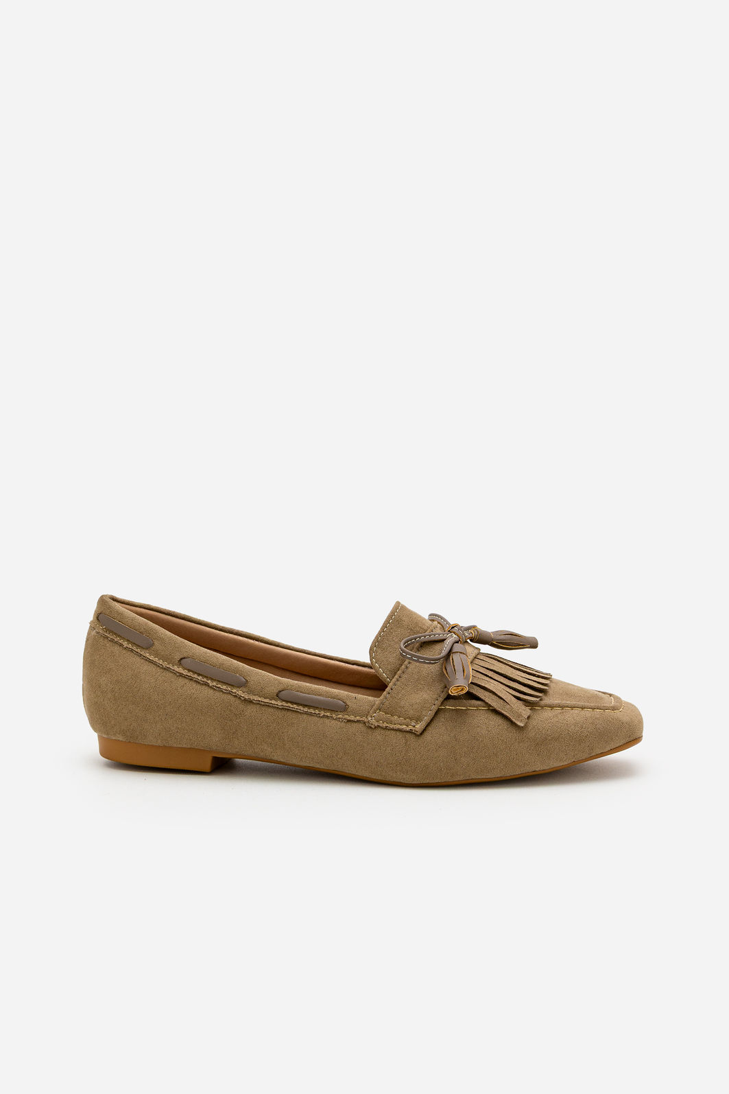Mocassim em Camurça com Franja Taupe Mocassim em Camurça com Franja Taupe