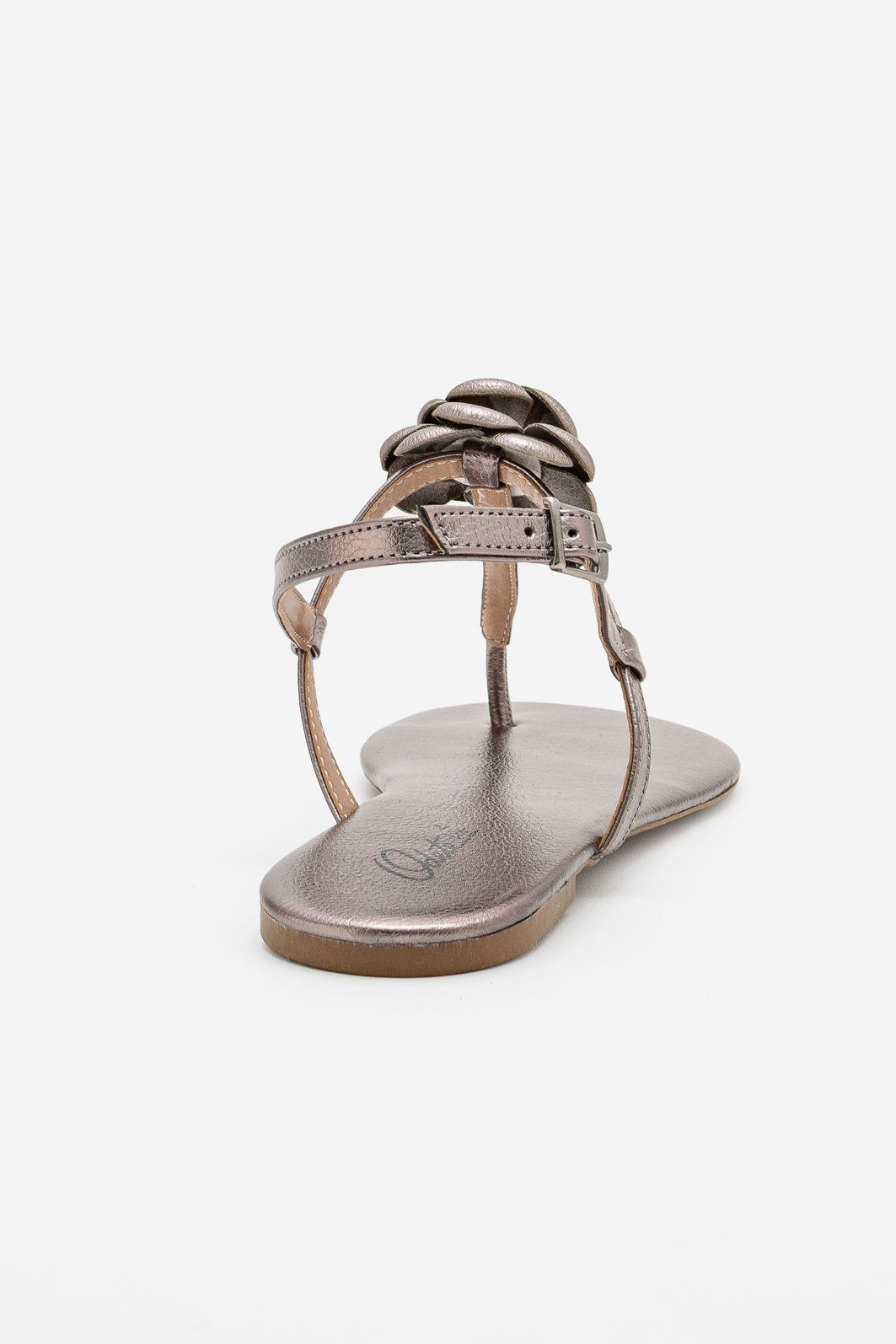 Rasteira Minimalista Com Flor Delicada Chumbo