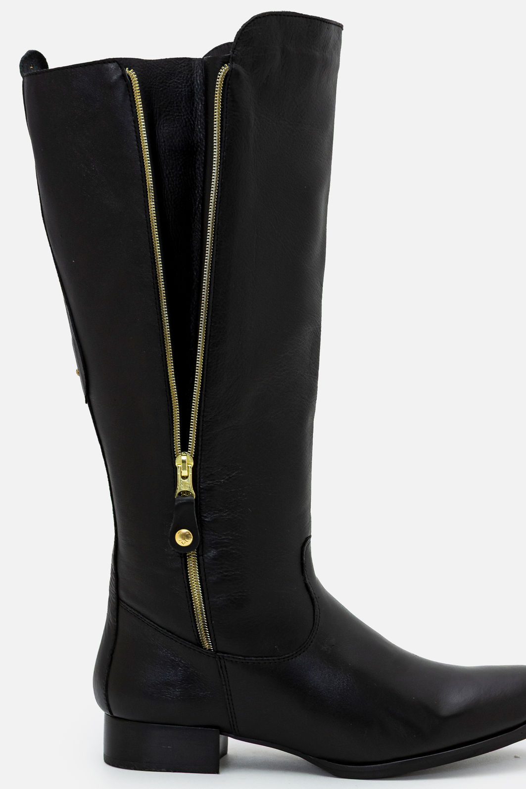 Bota Montaria com Extensor em Couro Preta