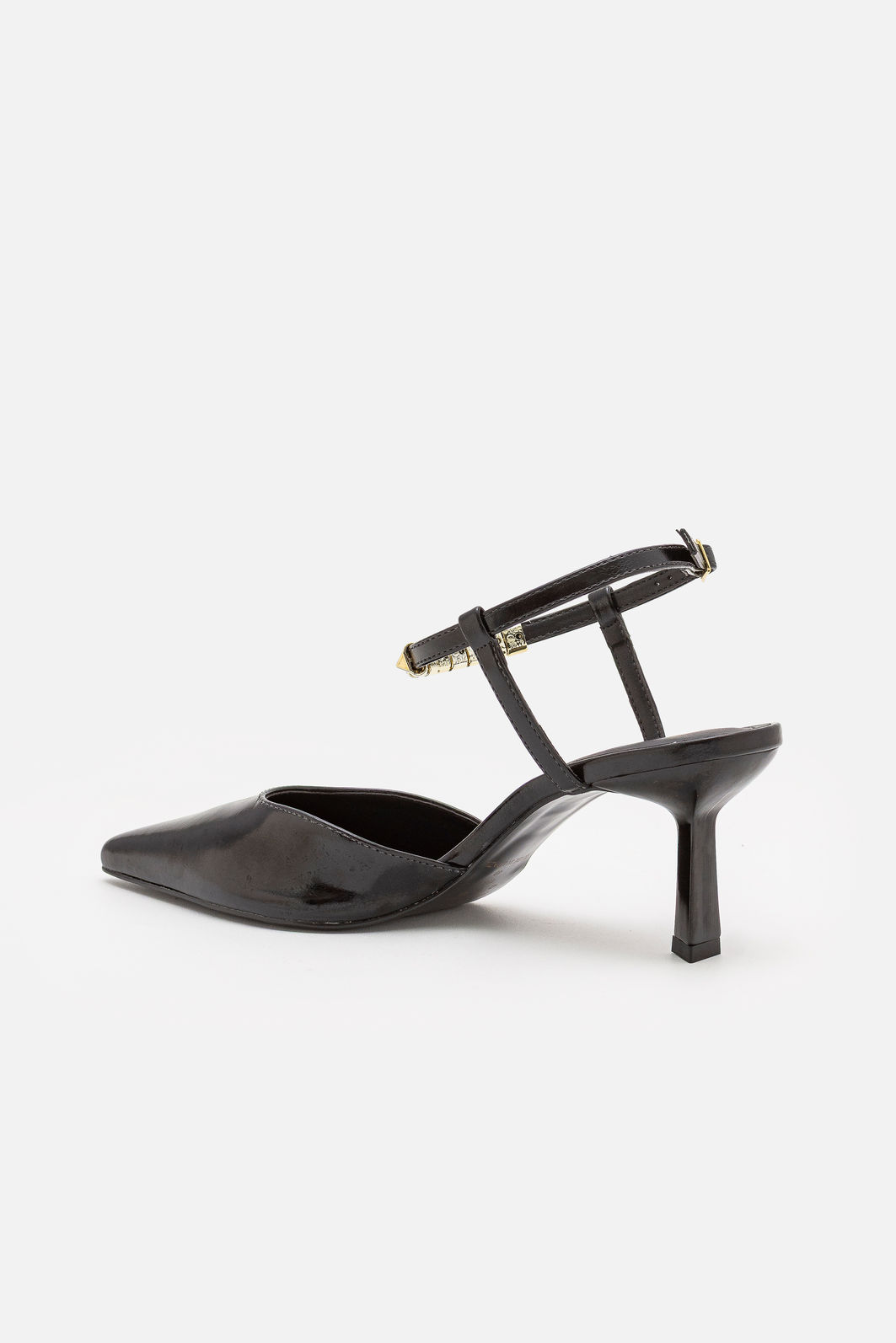 Slingback com Spikes Removíveis e Salto Geométrico Preto Slingback com Spikes Removíveis e Salto Geométrico Preto