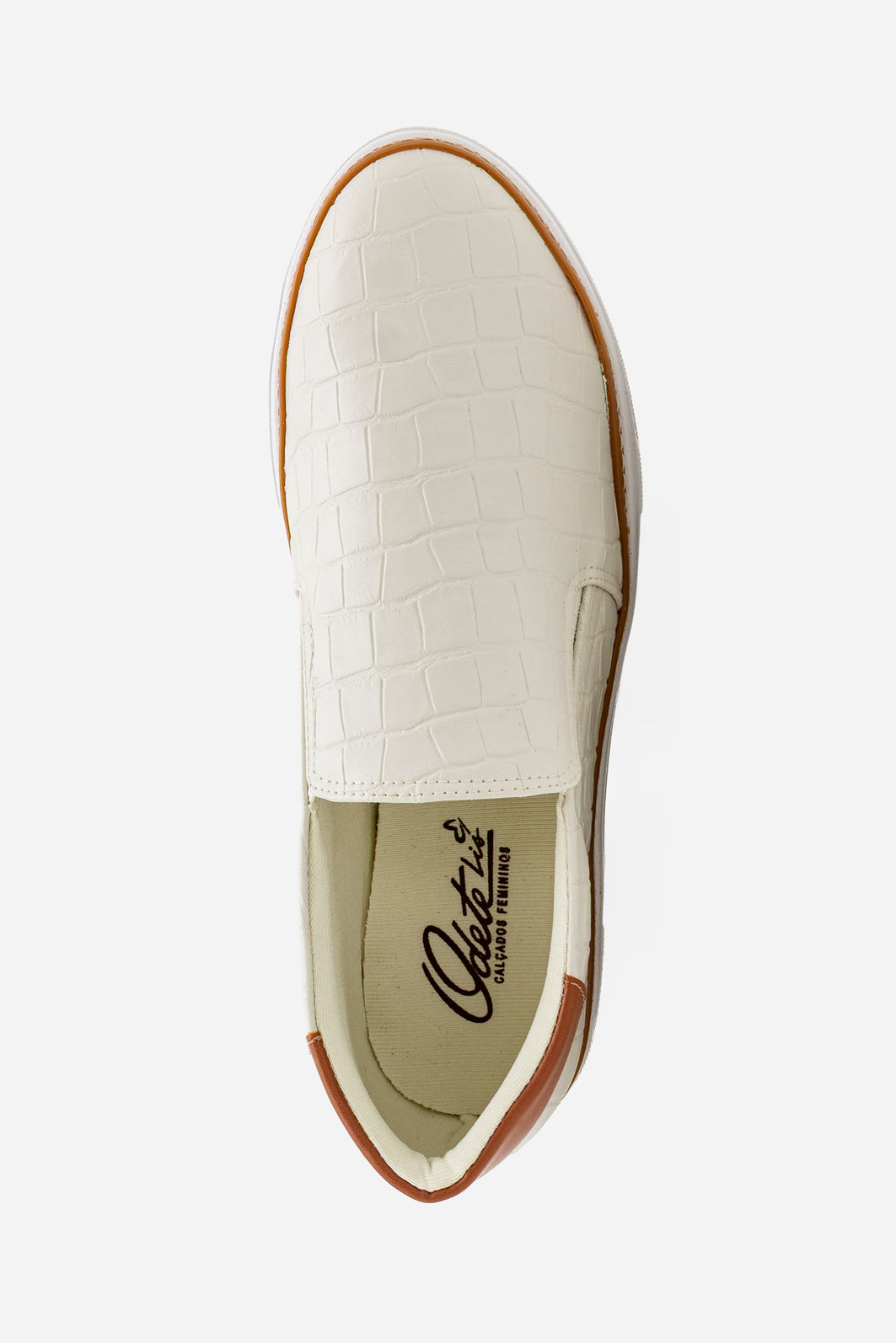 Tênis Slip On em Croco Off White Tênis Slip On em Croco Off White