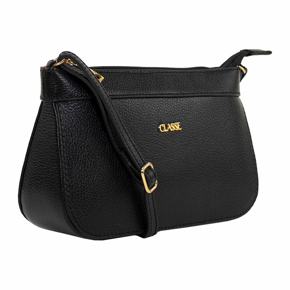 Bolsa Transversal em Couro Preta Bolsa Transversal em Couro Preta