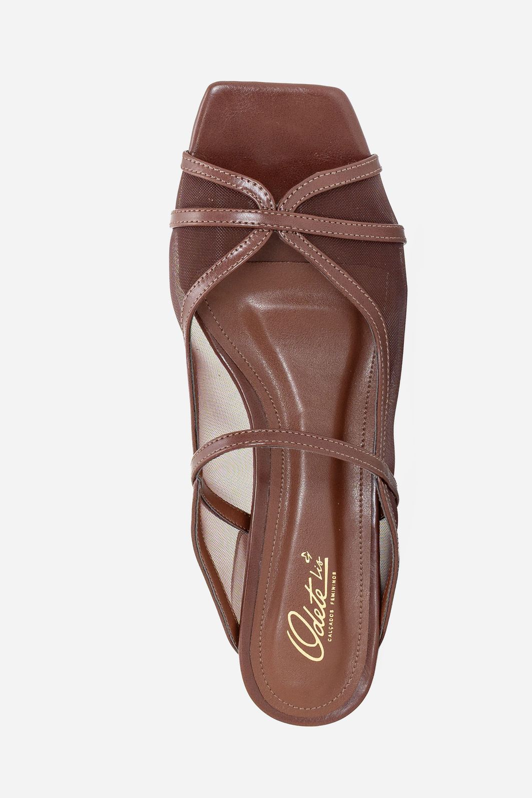 Mule com Tela e Salto Bloco Moderno Marrom Mule com Tela e Salto Bloco Moderno Marrom