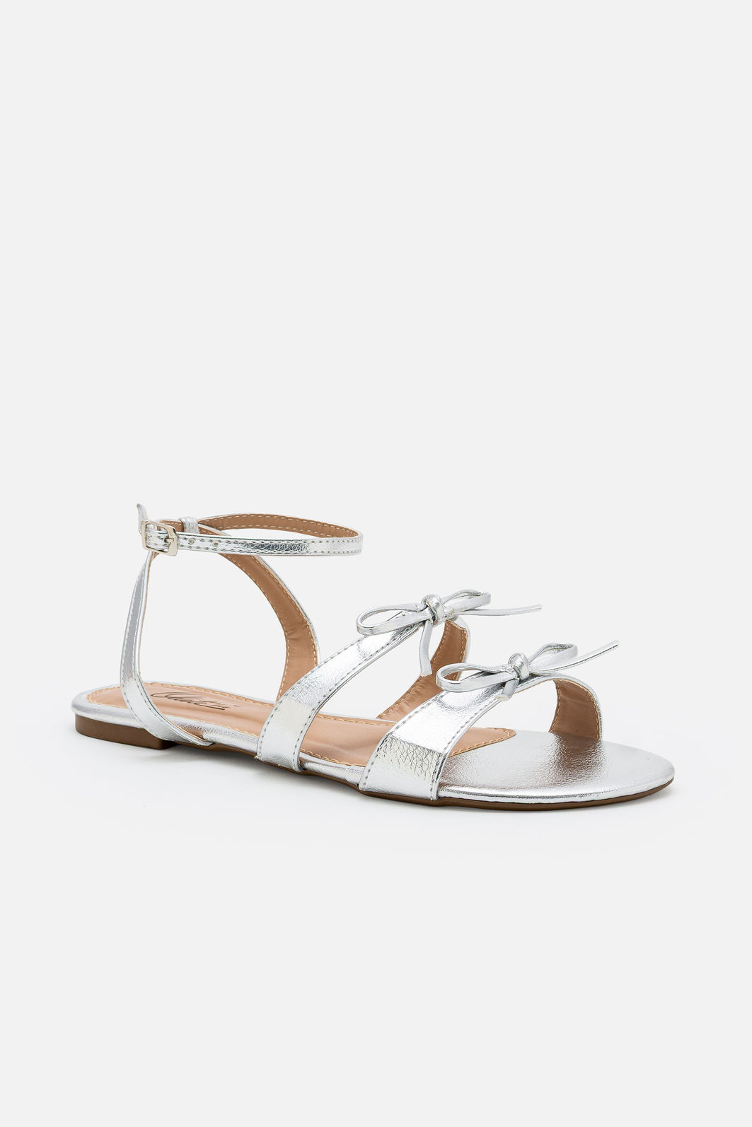 Rasteira com Lacinhos e Tornozeleira Prata