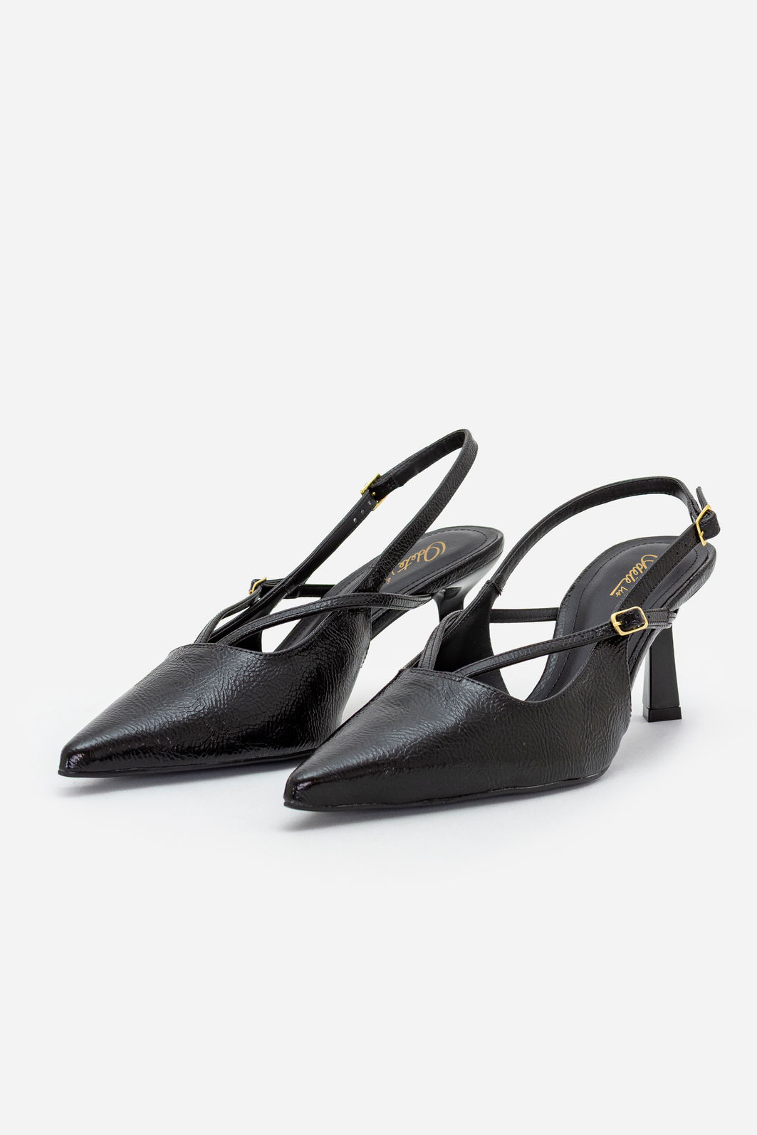 Slingback com Salto Geométrico Preto Slingback com Salto Geométrico Preto