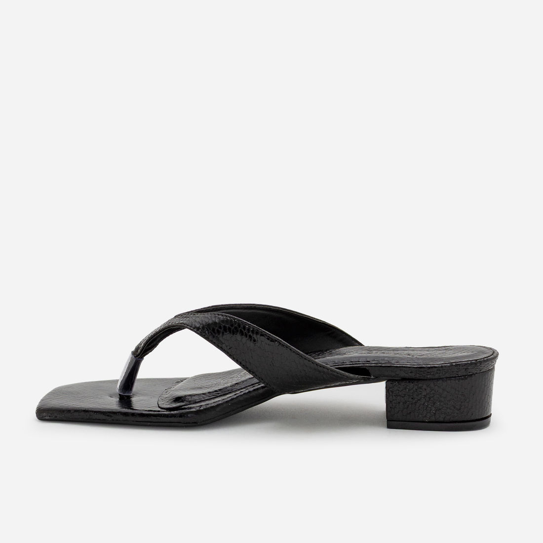 Mule De Dedo com Salto Bloco Baixo Preto Mule De Dedo com Salto Bloco Baixo Preto