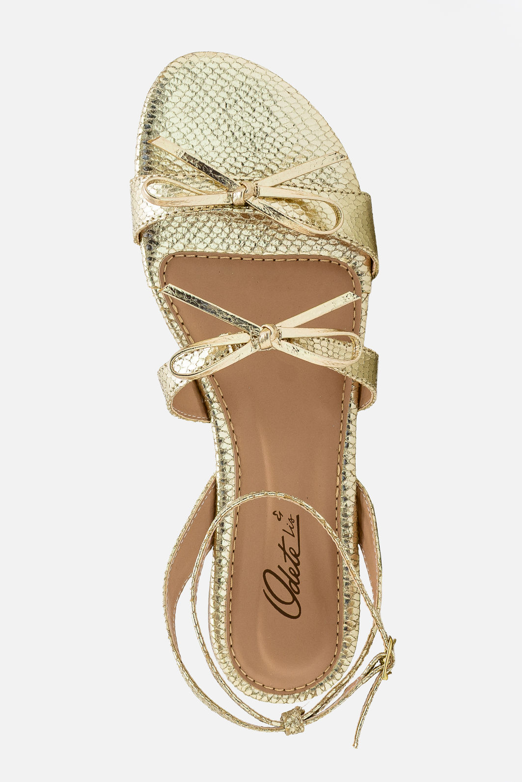 Rasteira com Lacinhos e Tornozeleira Ouro Rasteira com Lacinhos e Tornozeleira Ouro