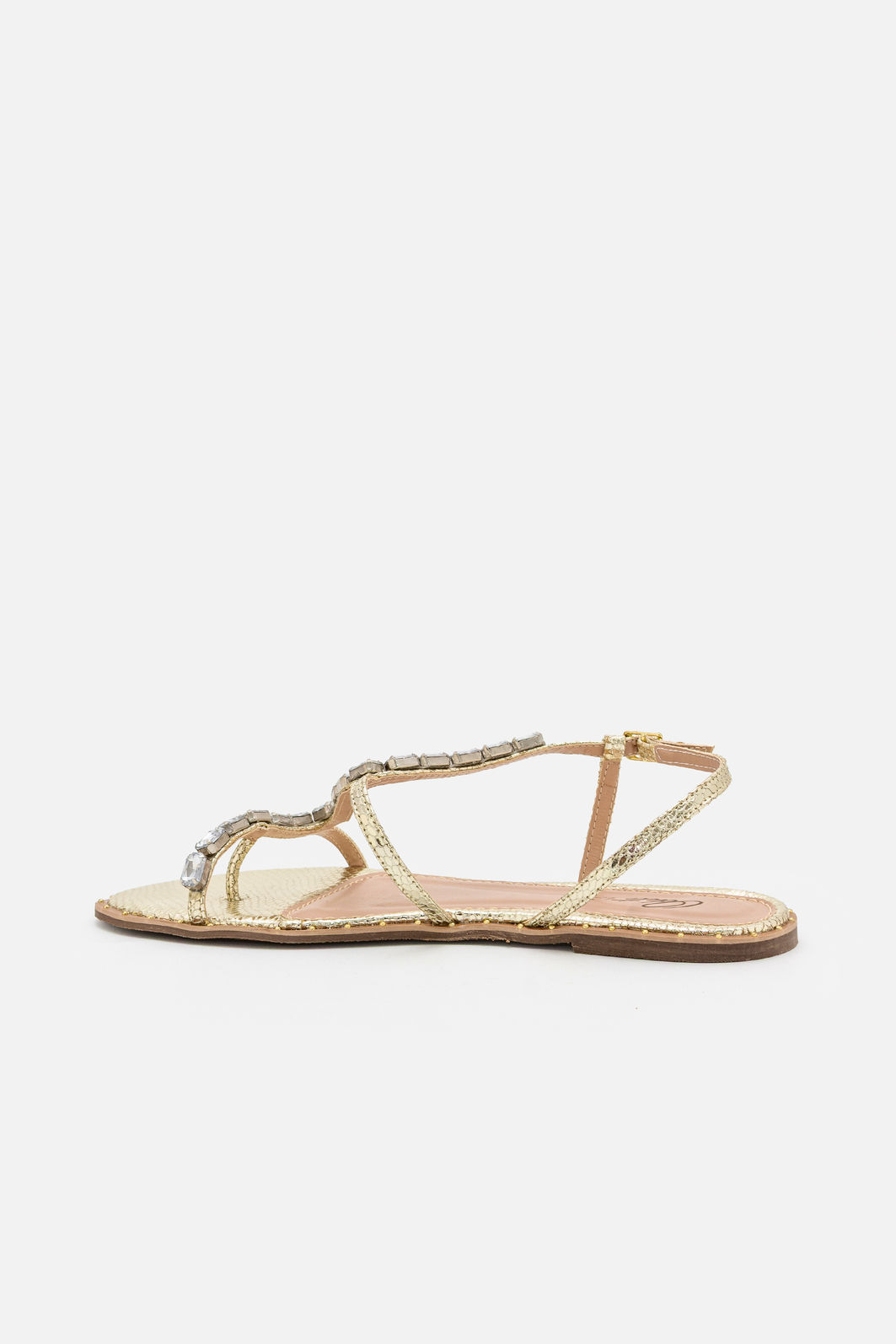 Rasteira com Maxi Pedras Champagne Rasteira com Maxi Pedras Champagne