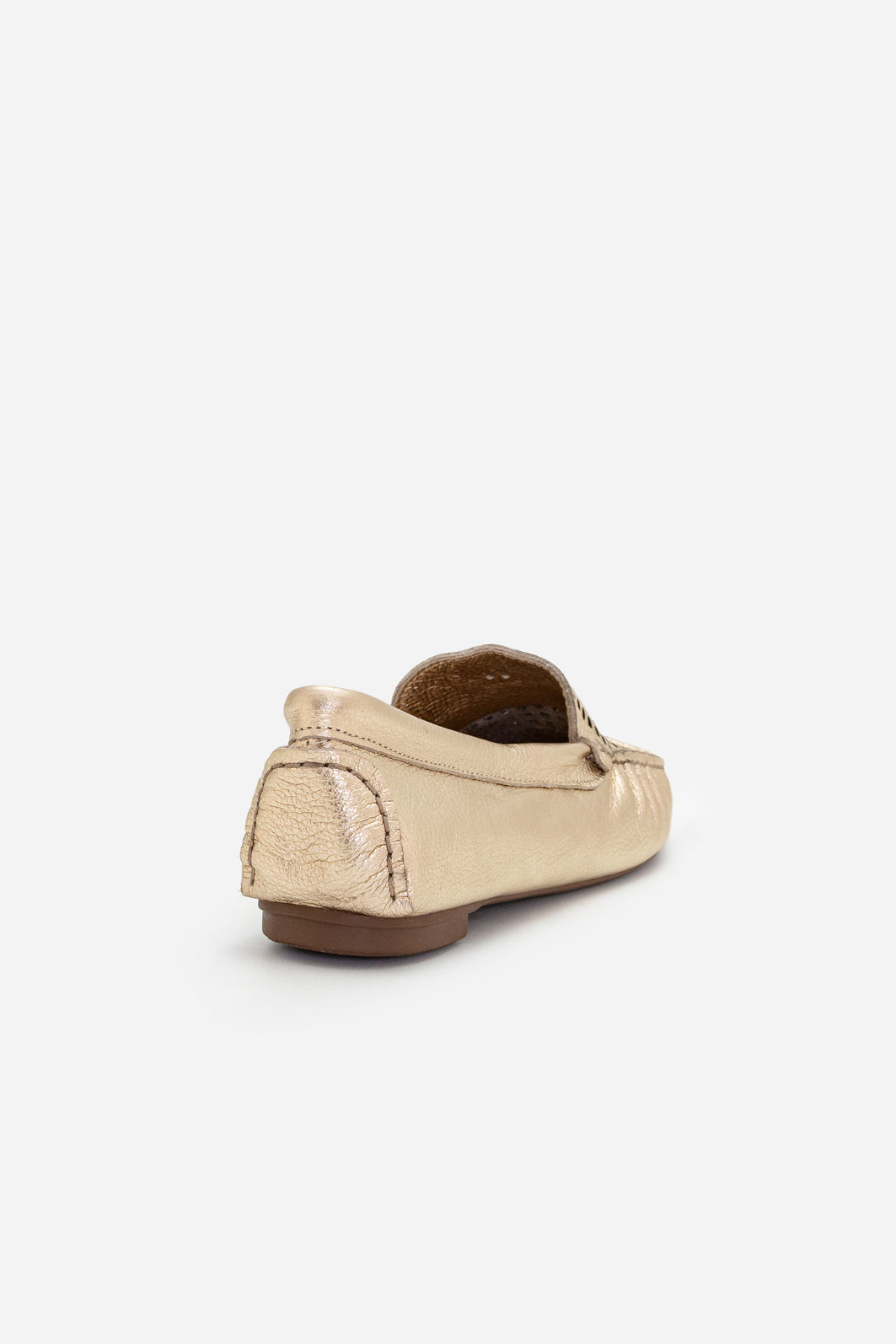 Mocassim em Couro com Recortes Muito Macio Champagne Mocassim em Couro com Recortes Muito Macio Champagne