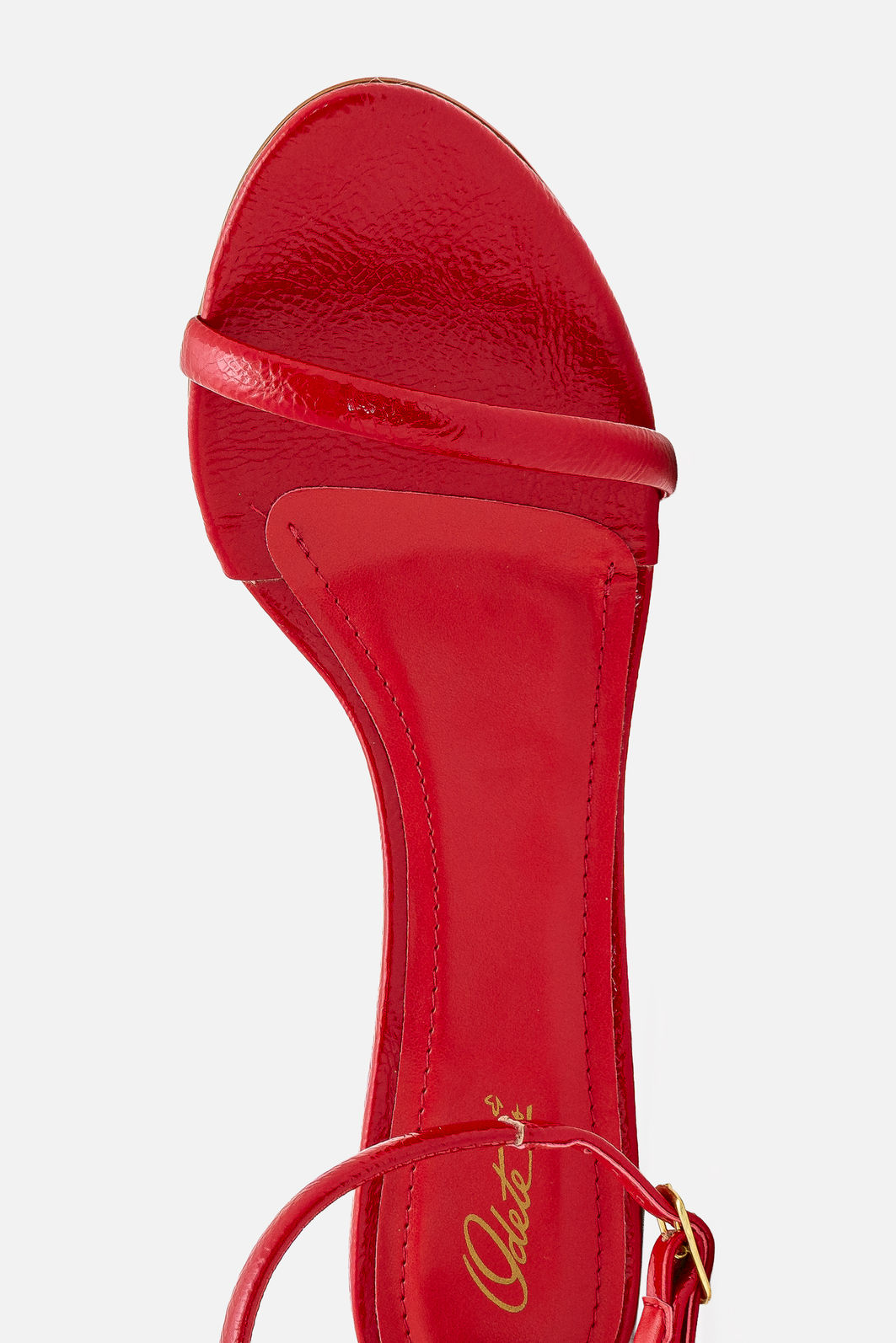 Sandália Delicada com Tira Fina com Salto Geométrico Vermelho Sandália Delicada com Tira Fina com Salto Geométrico Vermelho