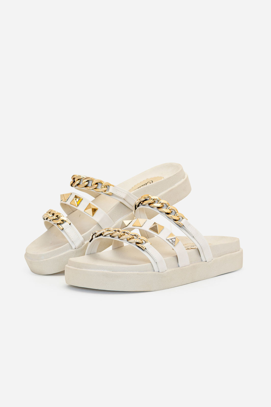 Papete com Metais e Solado Alto Off White Papete com Metais e Solado Alto Off White