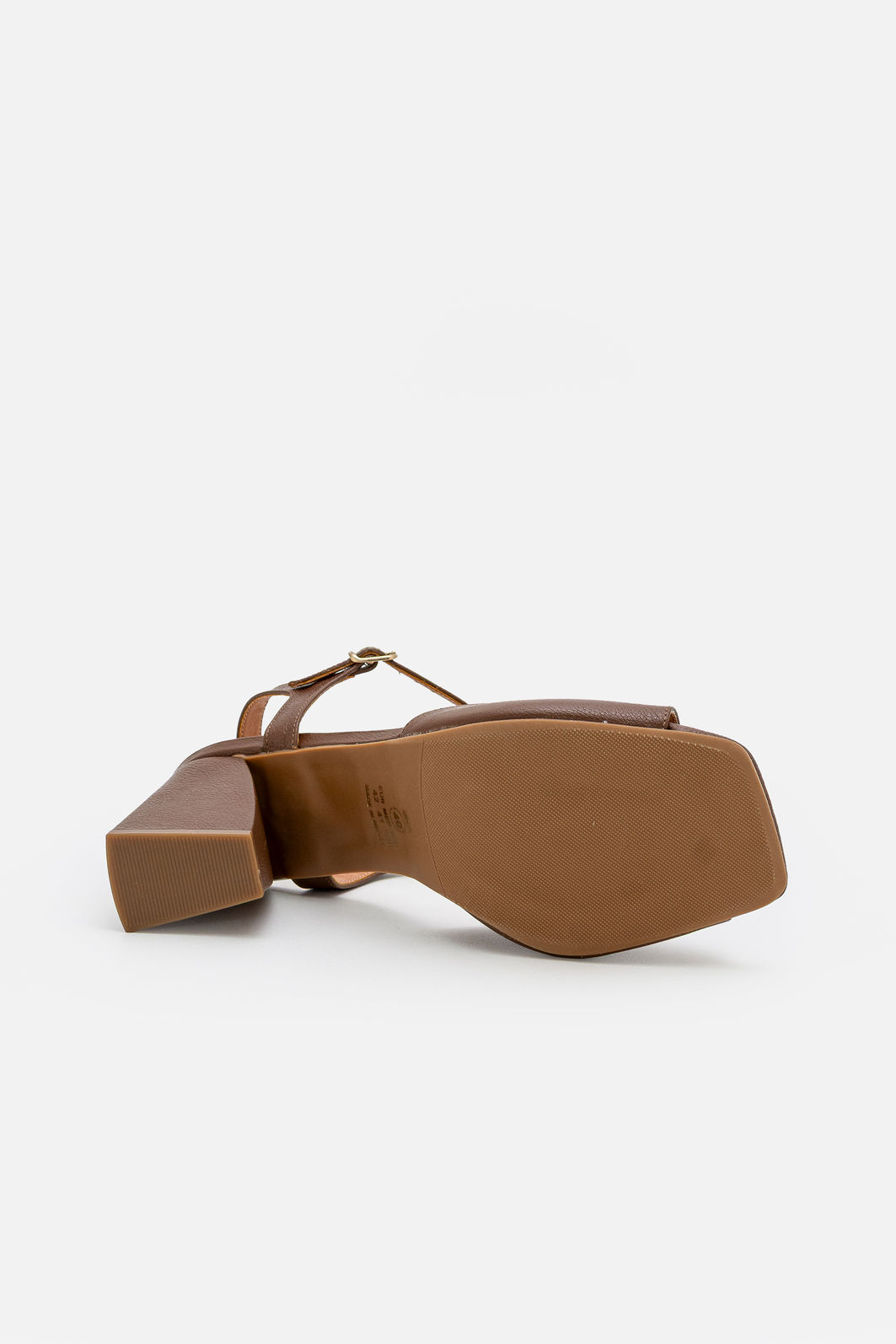 Sandália Elegante com Salto Bloco em Couro Café Sandália Elegante com Salto Bloco em Couro Café