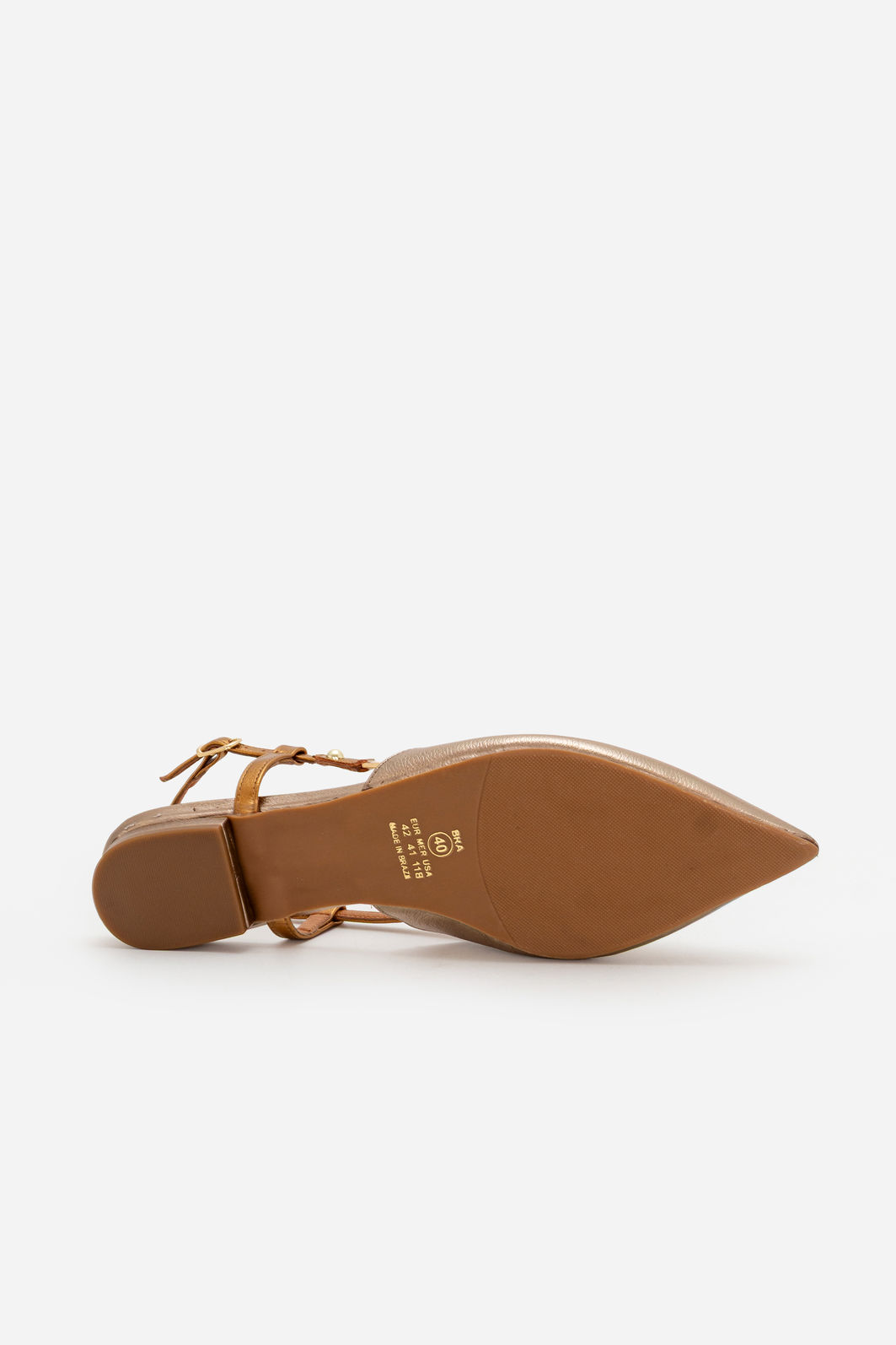 Slingback Elegante em Couro Prata Velho Slingback Elegante em Couro Prata Velho