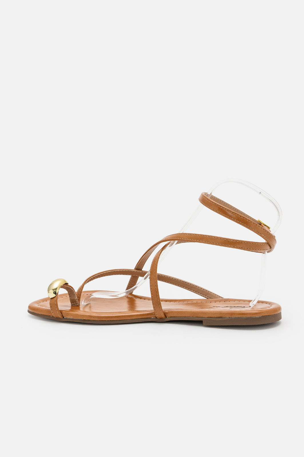 Rasteira com Dedão e Tornozeleira Caramelo