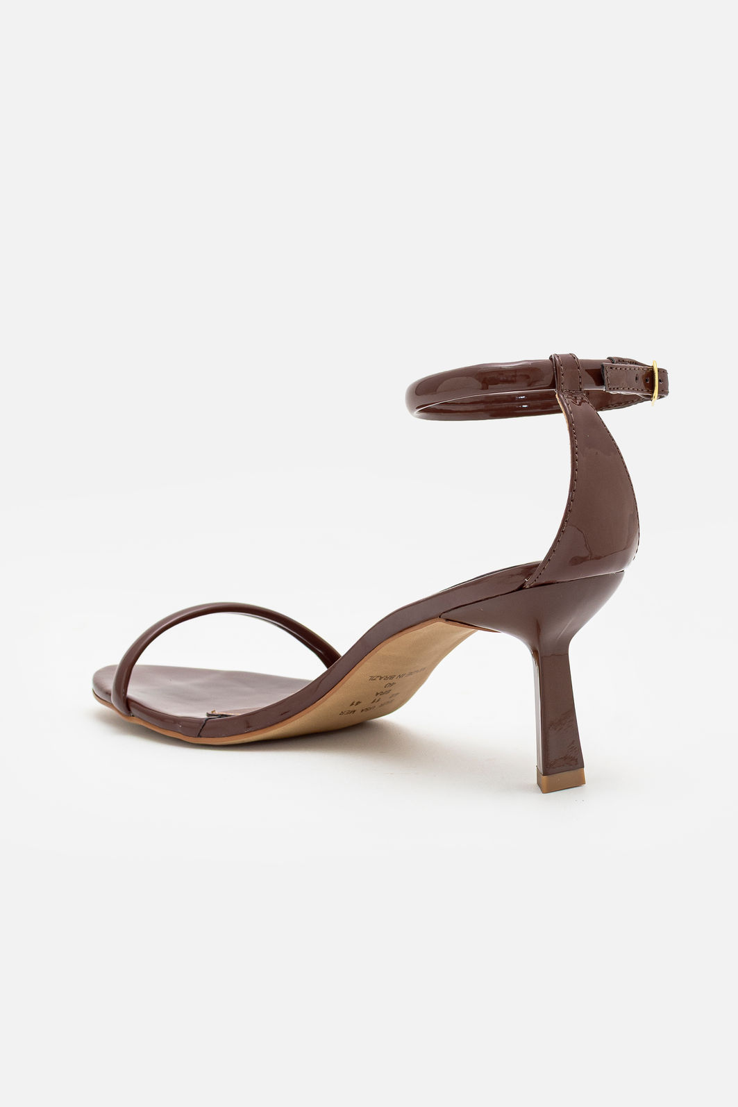 Sandália Delicada com Tira Fina com Salto Geométrico Café Sandália Delicada com Tira Fina com Salto Geométrico Café