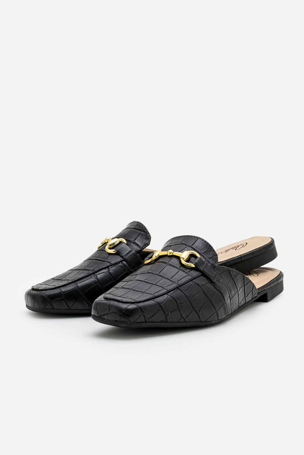Mule em Croco com Horsebit Preta Mule em Croco com Horsebit Preta