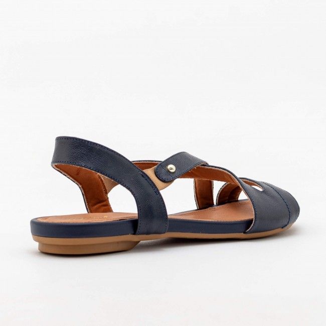 Rasteira Confortável em Couro Marinho