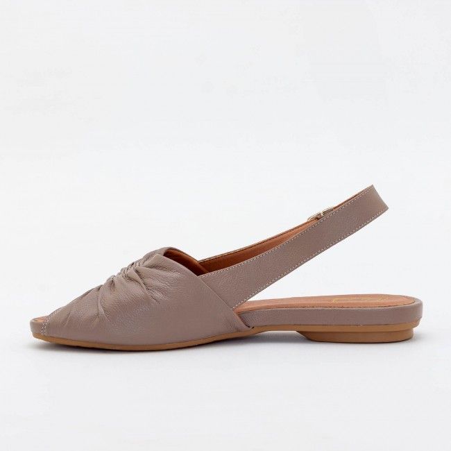 Rasteira Confortável em Couro Taupe