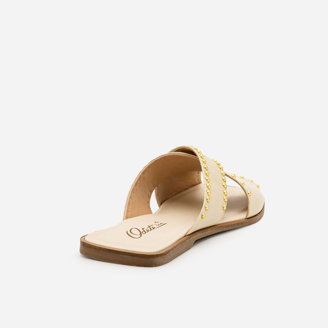 Rasteira em Couro com Rebites Moderna Off White Rasteira em Couro com Rebites Moderna Off White