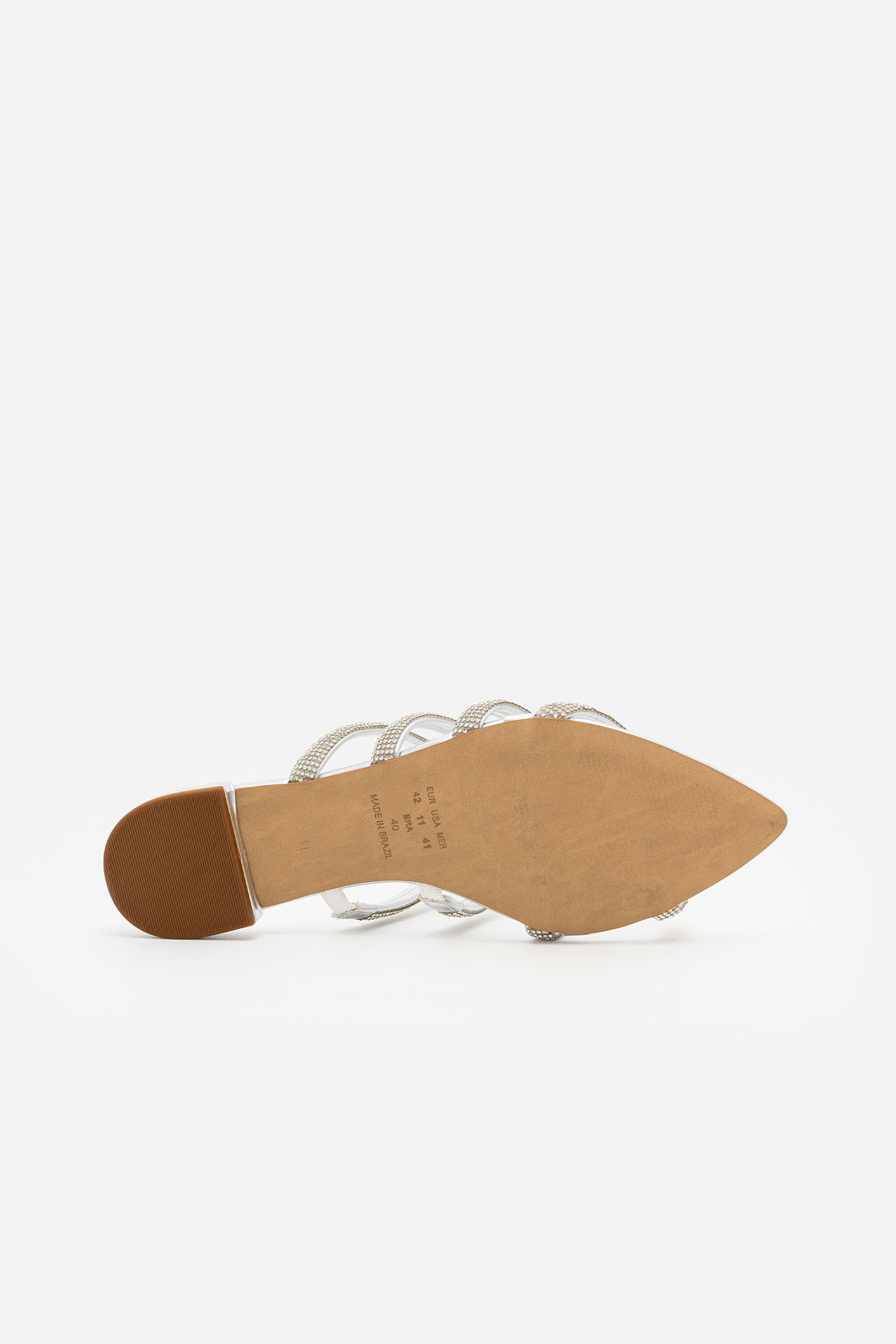 Rasteira Elegante com Tiras Brilhantes e Bico Folha Prata Rasteira Elegante com Tiras Brilhantes e Bico Folha Prata