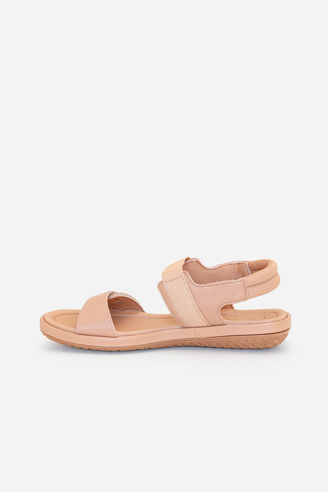 Rasteira com Velcro em Couro Usaflex Amêndoa Rasteira com Velcro em Couro Usaflex Amêndoa
