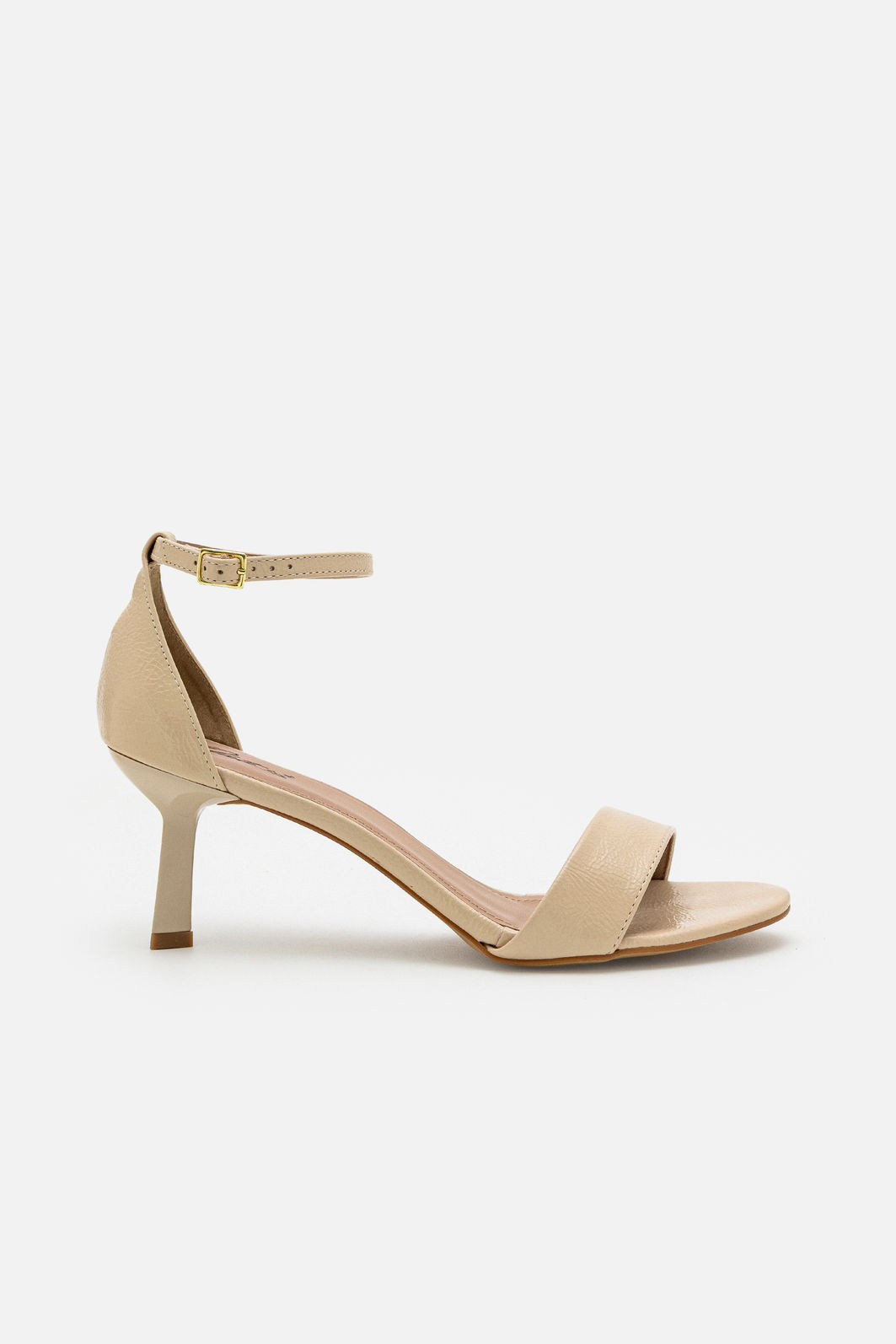 Sandália TQT com Salto Geométrico Amêndoa Sandália TQT com Salto Geométrico Amêndoa