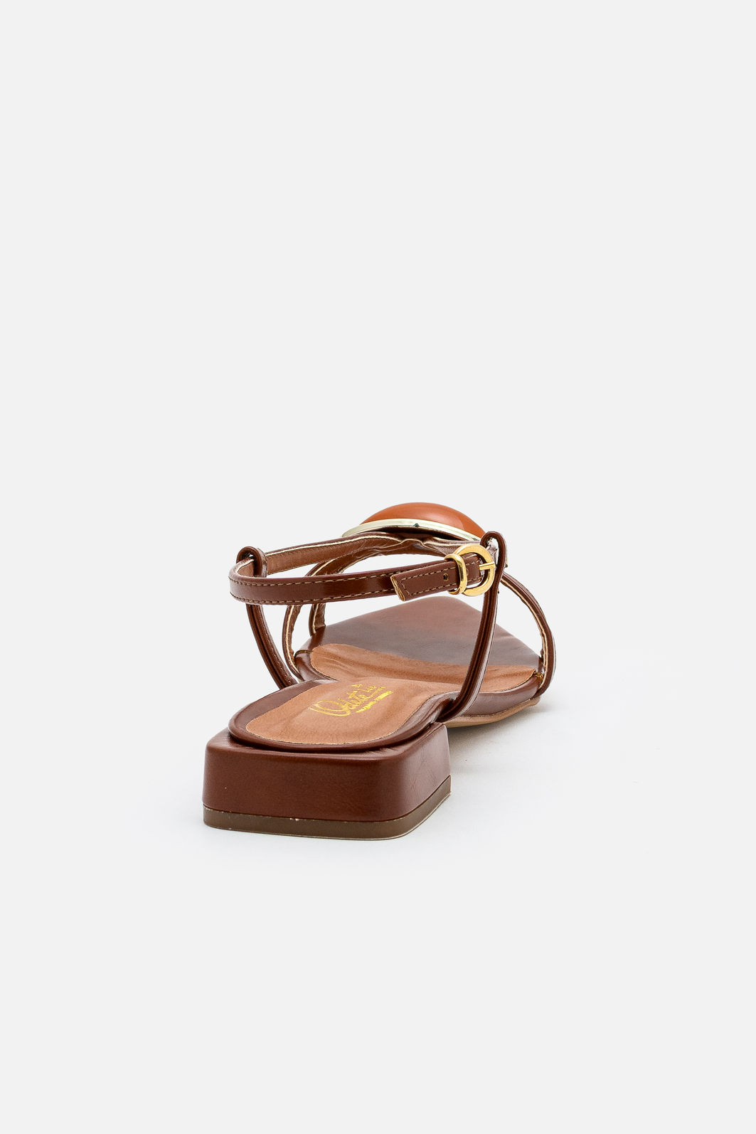 Sandália com Pedra e Bico Folha Tostado Sandália com Pedra e Bico Folha Tostado