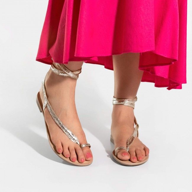 Rasteira Cobra com Tornozeleira Ouro Rasteira Cobra com Tornozeleira Ouro