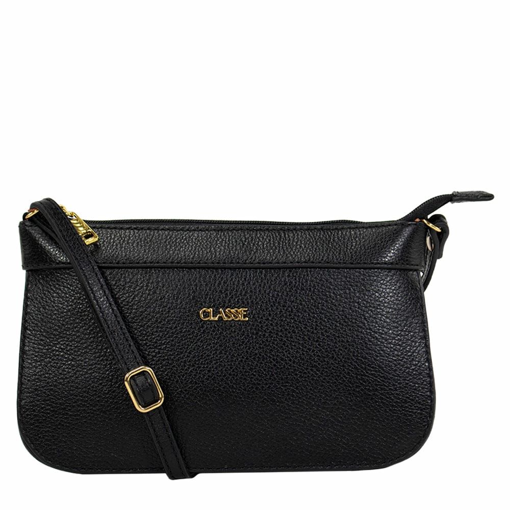 Bolsa Transversal em Couro Preta Bolsa Transversal em Couro Preta