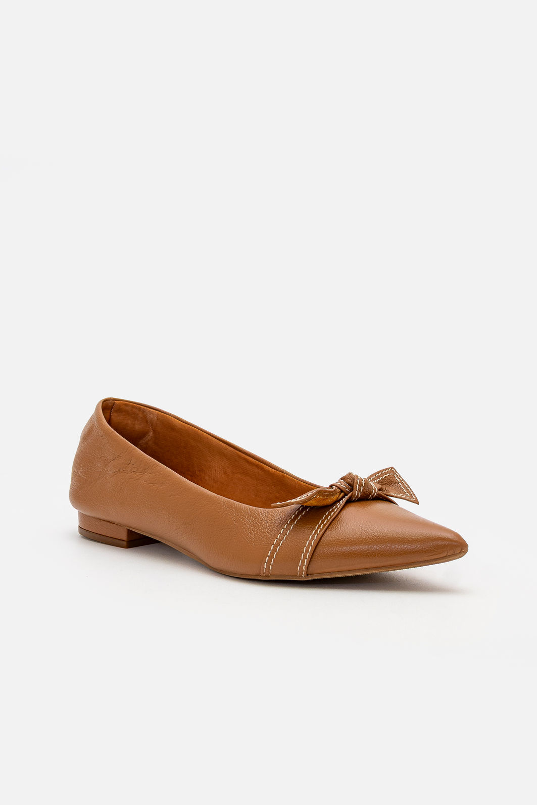 Sapatilha em Couro com Laço Delicado Caramelo Sapatilha em Couro com Laço Delicado Caramelo