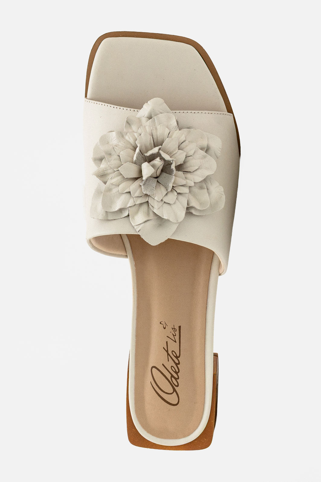 Mule em Couro com Max Flor Elegante Off White Mule em Couro com Max Flor Elegante Off White