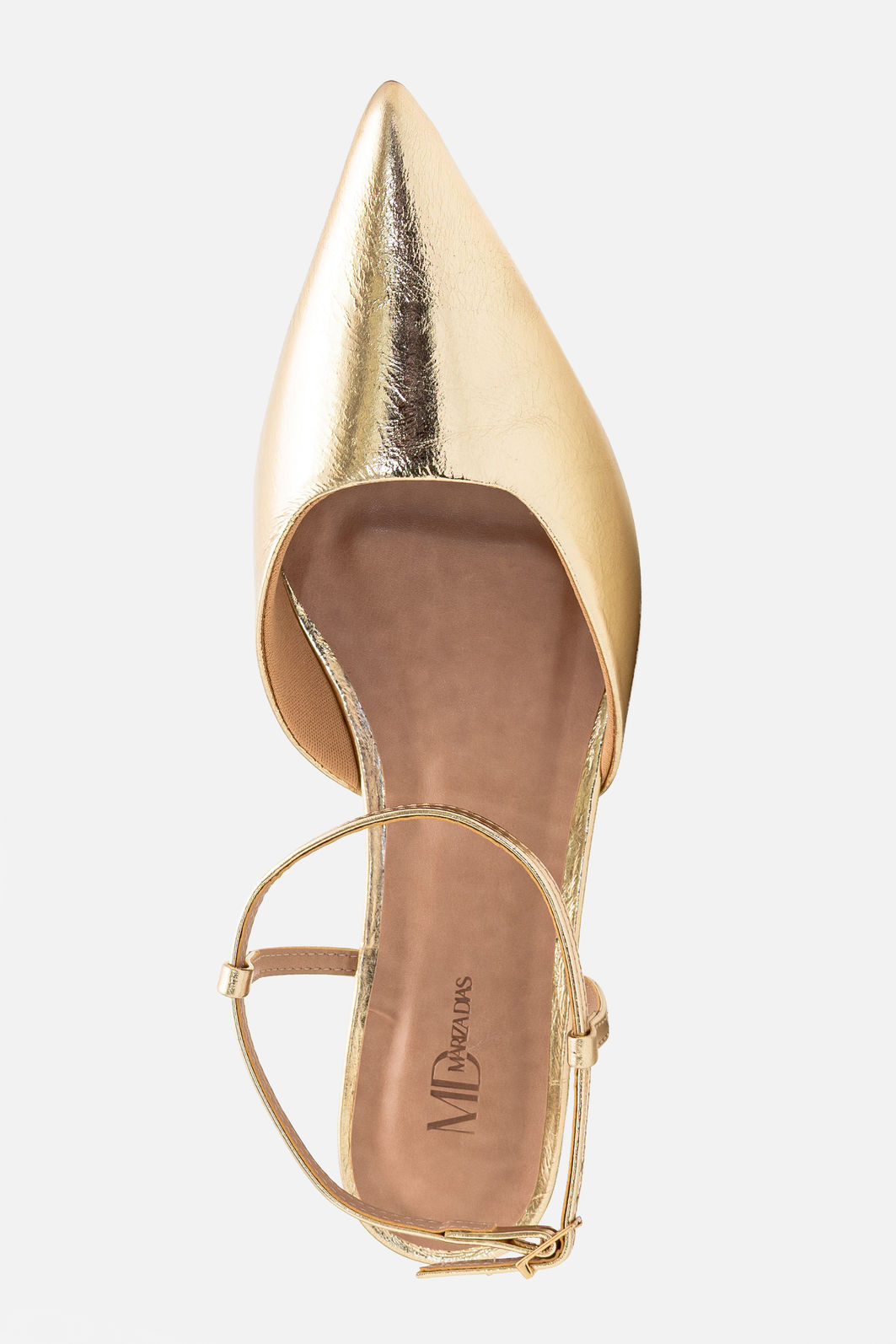 Slingback Elegante em Couro com Salto Fino Ouro Slingback Elegante em Couro com Salto Fino Ouro
