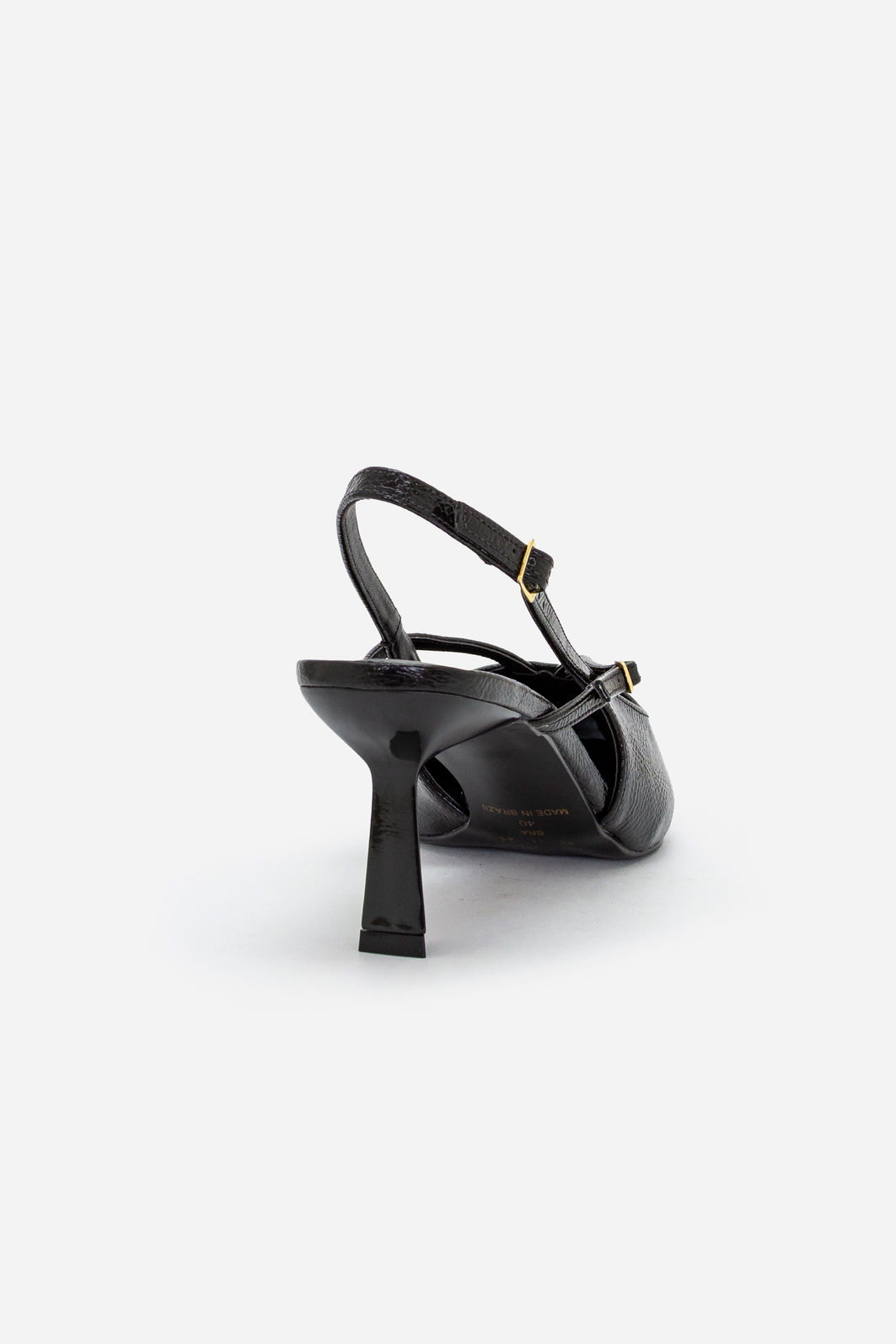 Slingback com Salto Geométrico Preto Slingback com Salto Geométrico Preto