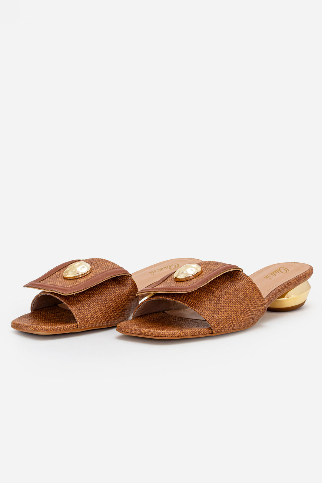 Mule com Pala e Salto Cromado Caramelo Mule com Pala e Salto Cromado Caramelo