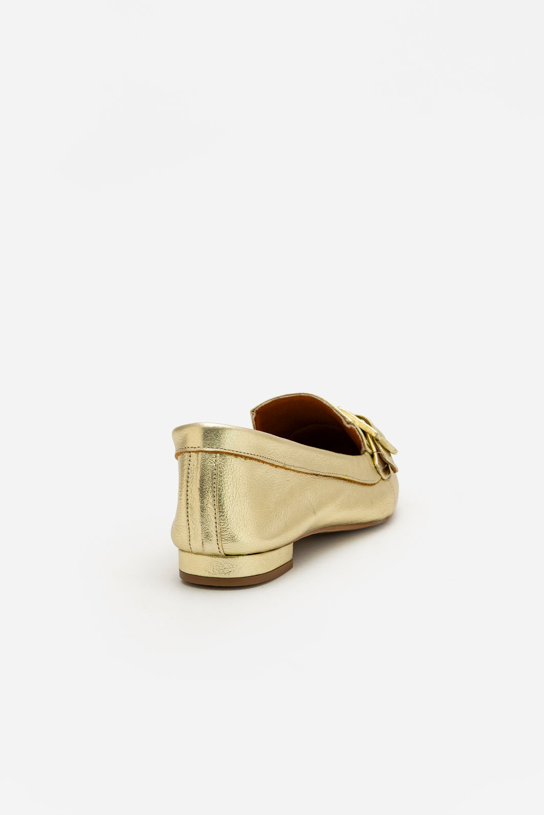 Mocassim em Couro com Fivela Champagne Mocassim em Couro com Fivela Champagne