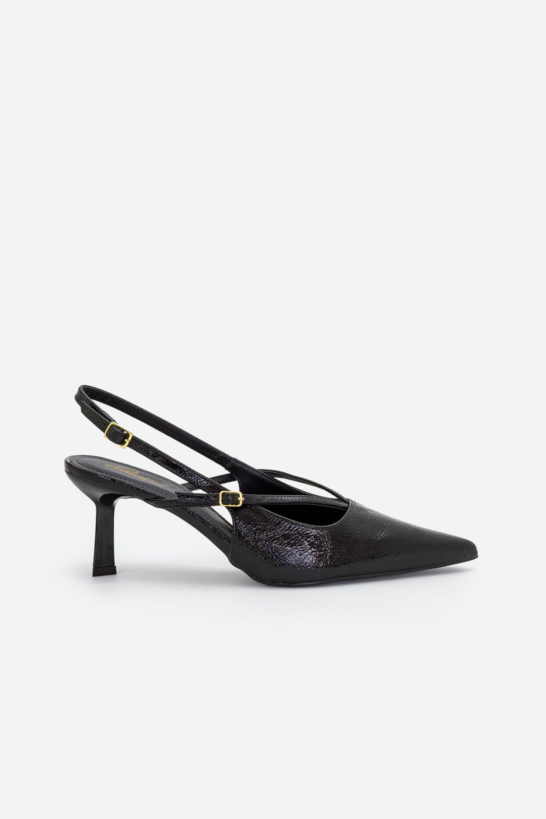 Slingback com Salto Geométrico Preto Slingback com Salto Geométrico Preto