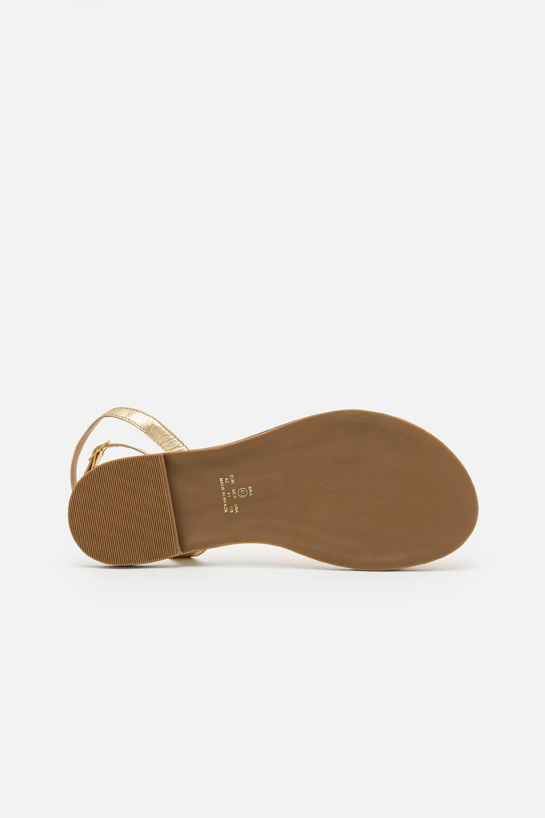 Rasteira em Couro com Enfeites Orgânicos Ouro