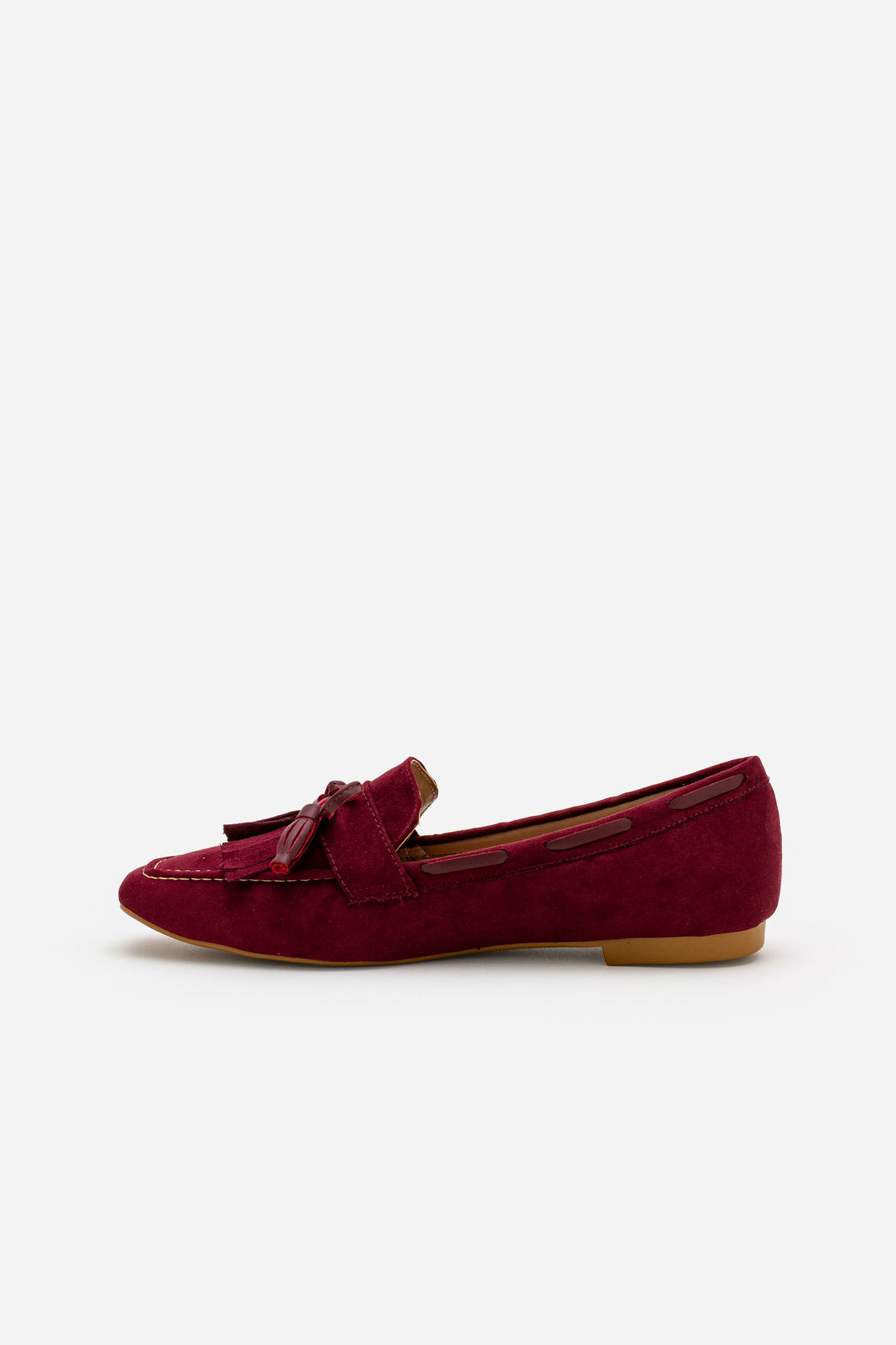 Mocassim em Camurça com Franja Bordo