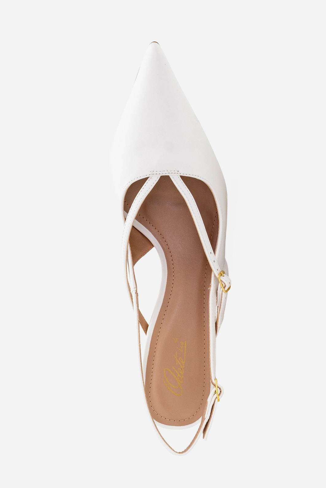 Slingback com Salto Geométrico Branco Slingback com Salto Geométrico Branco