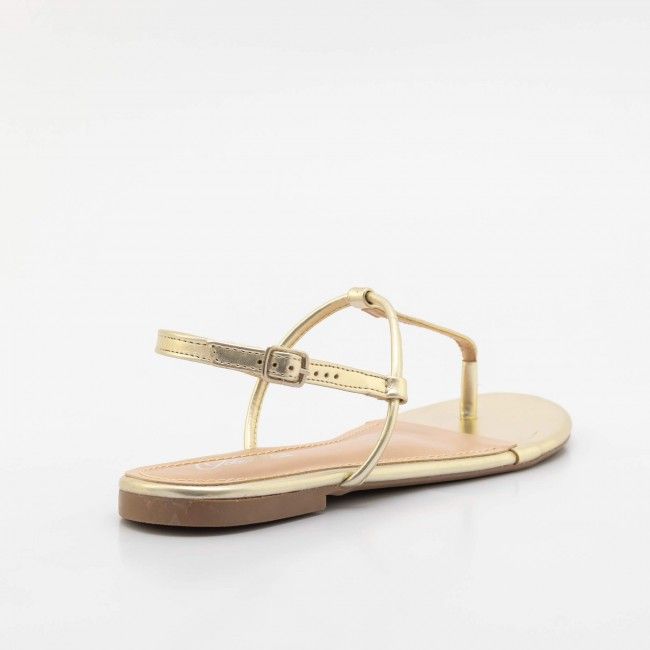 Rasteira Básica Tiras Minimalistas Champagne