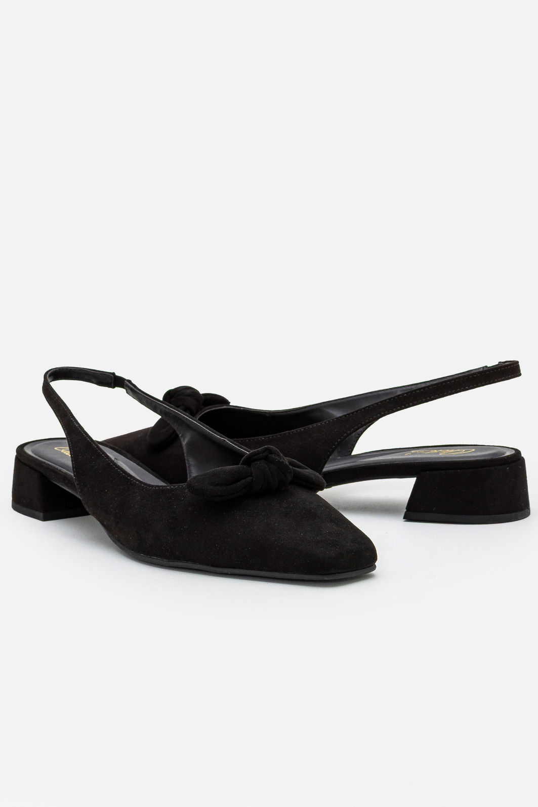 Slingback em Camurça com Laço Delicado Preto Slingback em Camurça com Laço Delicado Preto