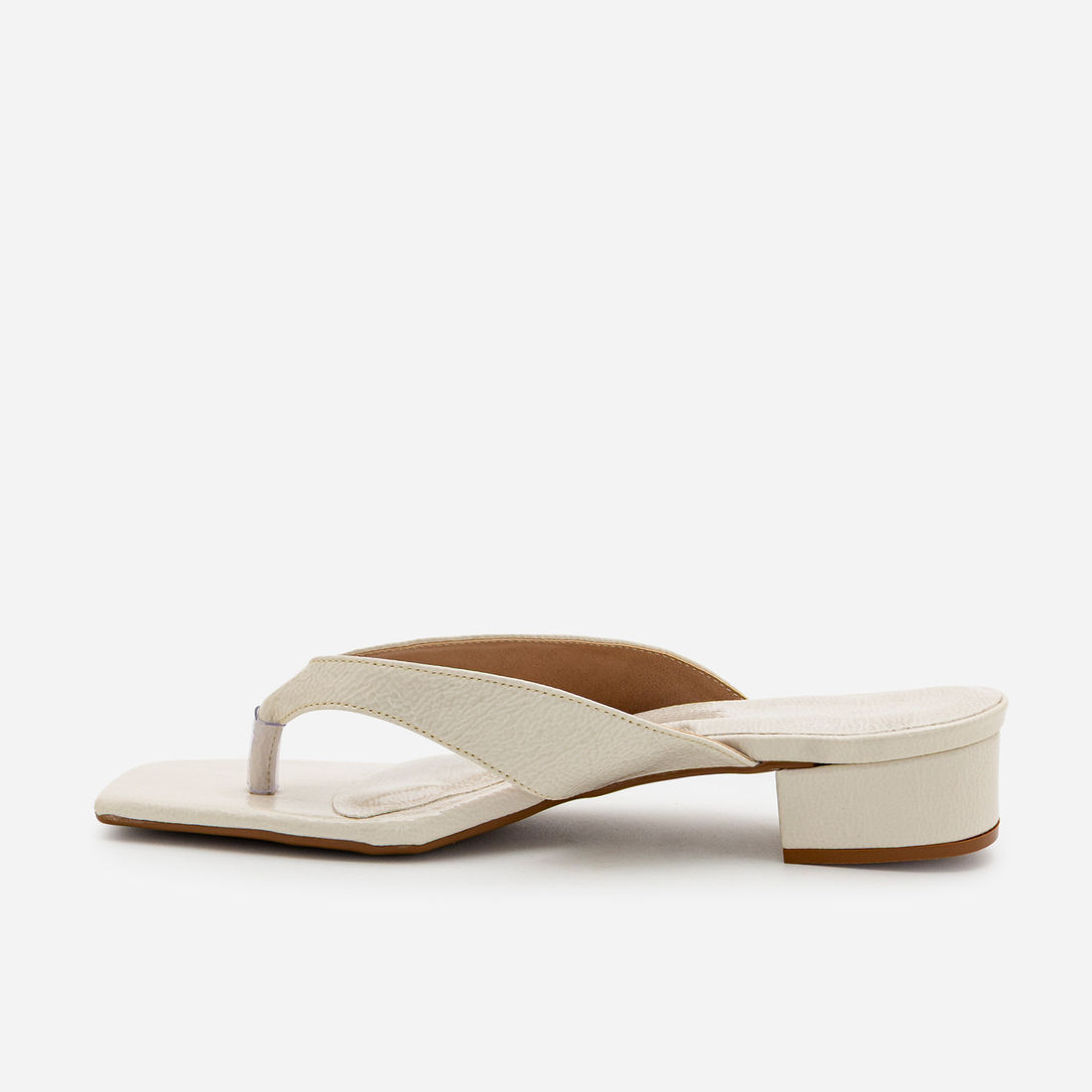Mule De Dedo com Salto Bloco Baixo Off White Mule De Dedo com Salto Bloco Baixo Off White