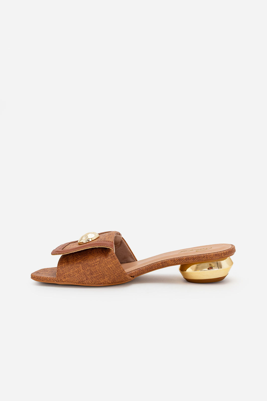 Mule com Pala e Salto Cromado Caramelo Mule com Pala e Salto Cromado Caramelo