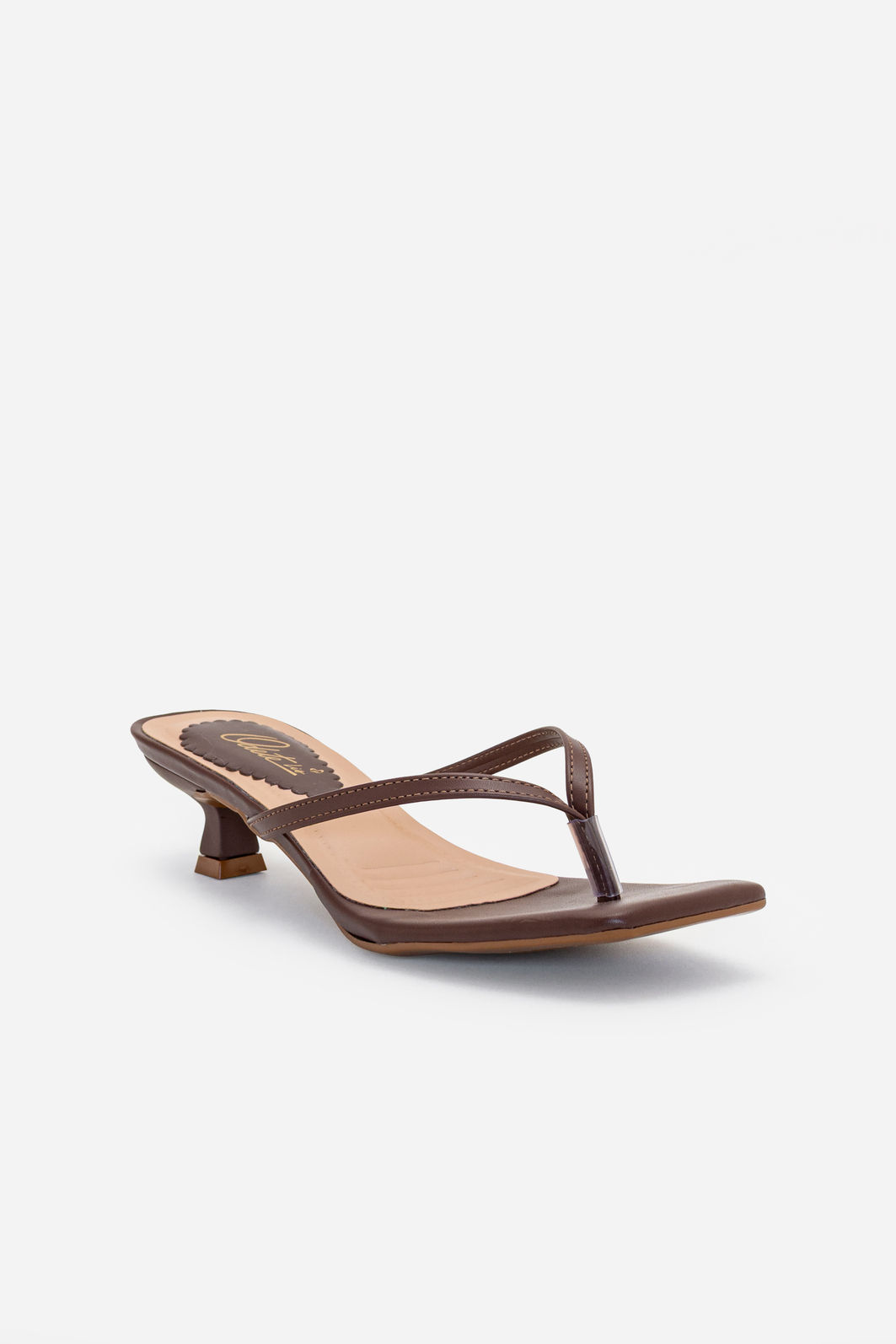 Mule de Dedo com Salto Baixo Marrom Mule de Dedo com Salto Baixo Marrom