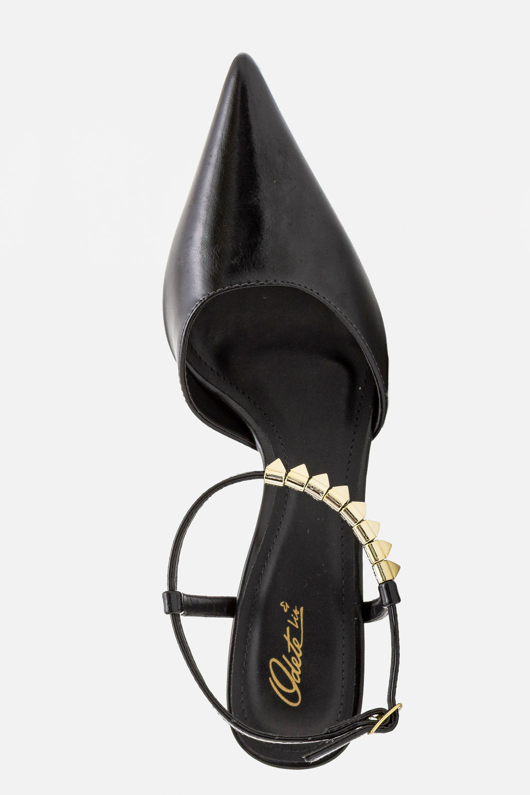 Slingback com Spikes Removíveis e Salto Geométrico Preto Slingback com Spikes Removíveis e Salto Geométrico Preto