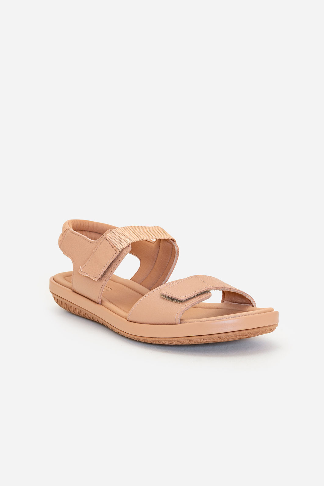 Rasteira com Velcro em Couro Usaflex Amêndoa Rasteira com Velcro em Couro Usaflex Amêndoa
